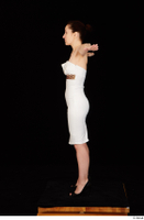  Rania black high heels dressed formal standing t poses white dress whole body 0003.jpg